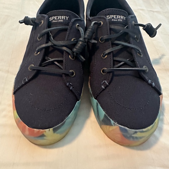 Sperry Women's Crest Vibe Floral Coral/Navy Platform Sneakers Size 8.5 - Picture 7 of 7